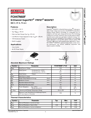 FCH47N60F-F133 Datasheet PDF Fairchild Semiconductor