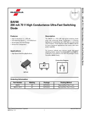 BAV99 Datasheet PDF Fairchild Semiconductor