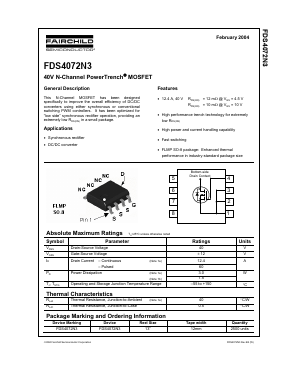 FDS4072N3 Datasheet PDF Fairchild Semiconductor