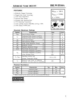 IRLI510A Datasheet PDF Fairchild Semiconductor