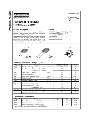 FQB6N80 Datasheet PDF Fairchild Semiconductor