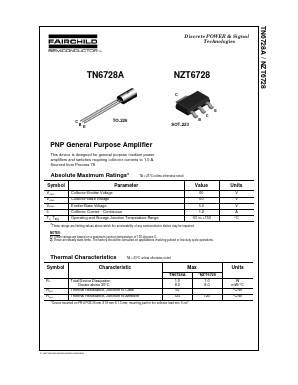 NZT6728 Datasheet PDF Fairchild Semiconductor