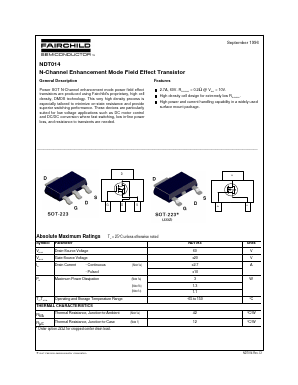 NDT014 Datasheet PDF Fairchild Semiconductor