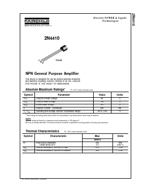 2N4410 Datasheet PDF Fairchild Semiconductor