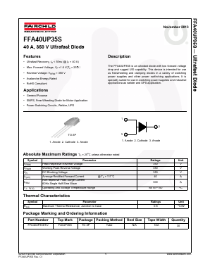FFA40UP35STU Datasheet PDF Fairchild Semiconductor