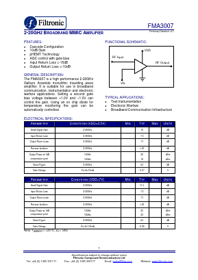 FMA3007 Datasheet PDF Filtronic PLC