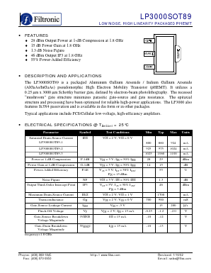 LP3000SOT89-3 Datasheet PDF Filtronic PLC
