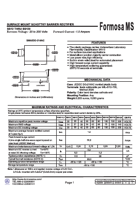 SS120 Datasheet PDF Formosa Technology