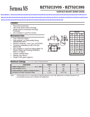 BZT52C2V4S Datasheet PDF Formosa Technology