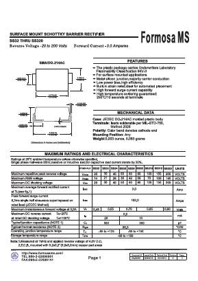 SS32-SS320SMB Datasheet PDF Formosa Technology