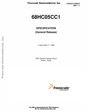 MC68HC05CC1 Datasheet PDF Freescale Semiconductor