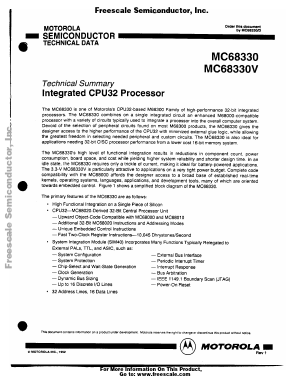 MC68330CFE8V Datasheet PDF Freescale Semiconductor
