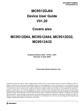 S12BDLCV1D Datasheet PDF Freescale Semiconductor