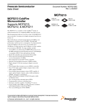 MCF5213CAF80 Datasheet PDF Freescale Semiconductor
