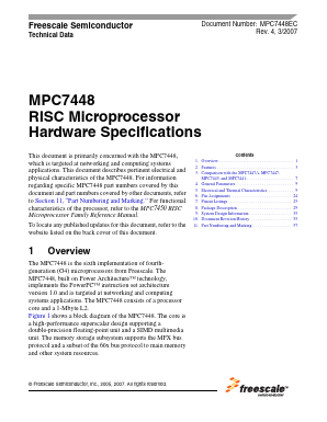 MPC7447 Datasheet PDF Freescale Semiconductor