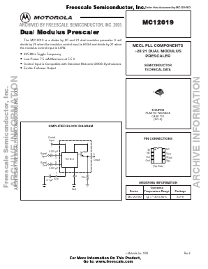 MC12019D Datasheet PDF Freescale Semiconductor