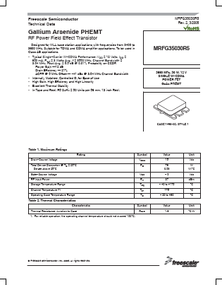 MRFG35030R5 Datasheet PDF Freescale Semiconductor