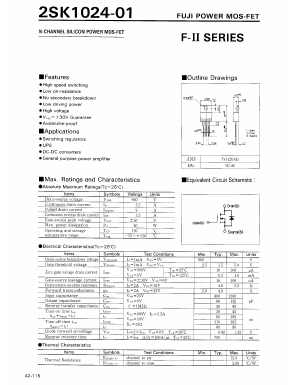 2SK1024-01 Datasheet PDF Fuji Electric