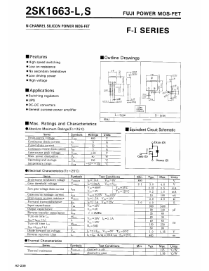 2SK1663L Datasheet PDF Fuji Electric