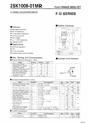 2SK1006 Datasheet PDF Fuji Electric