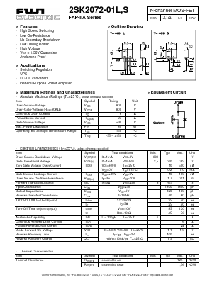 2SK2072-01S Datasheet PDF Fuji Electric