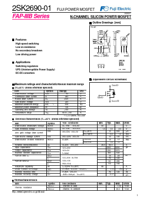2SK2690-01 Datasheet PDF Fuji Electric