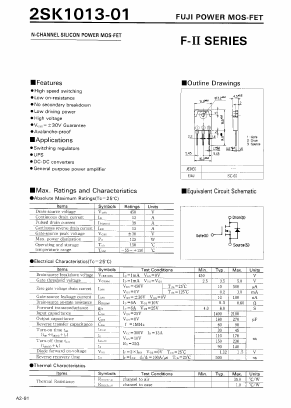 2SK1013-01 Datasheet PDF Fuji Electric