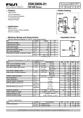 2SK2806-01 Datasheet PDF Fuji Electric