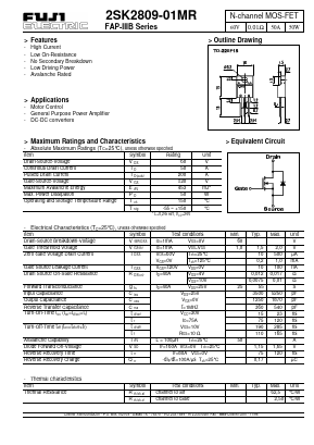 2SK2809-01MR Datasheet PDF Fuji Electric