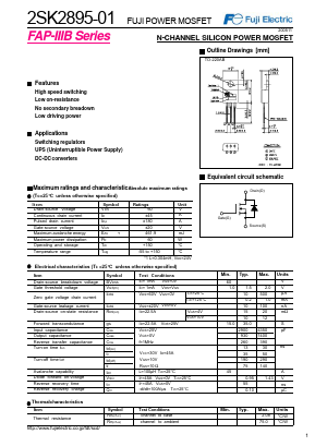 2SK2895-01 Datasheet PDF Fuji Electric