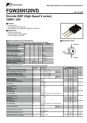 FGW25N120VD Datasheet PDF Fuji Electric