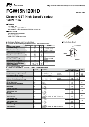 FGW15N120HD Datasheet PDF Fuji Electric