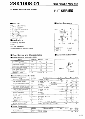 2SK1008-01 Datasheet PDF Fuji Electric