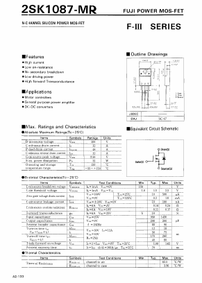 2SK1087-MR Datasheet PDF Fuji Electric