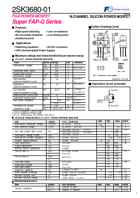 2SK3680-01 Datasheet PDF Fuji Electric