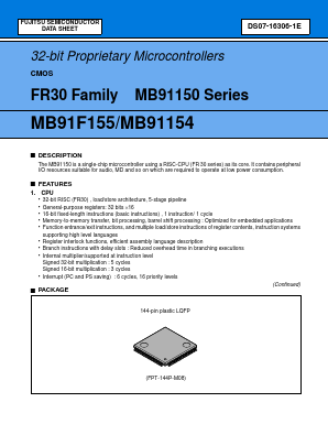 MB91F155PFV-G Datasheet PDF Fujitsu