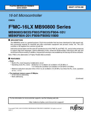 MB90F803S Datasheet PDF Fujitsu