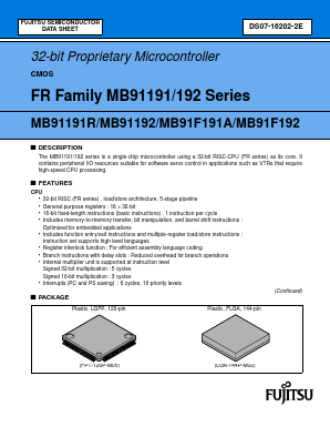 MB91192 Datasheet PDF Fujitsu