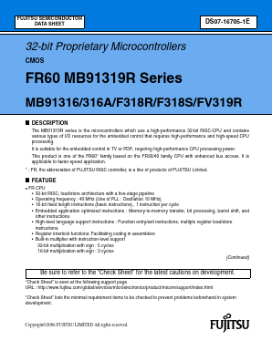 MB91316APMC-G-XXXE1 Datasheet PDF Fujitsu