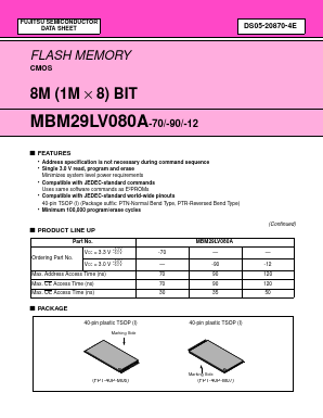 MBM29LV080A-90PTN Datasheet PDF Fujitsu