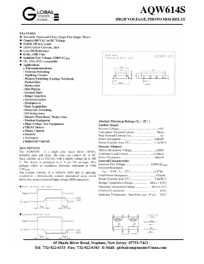 AQW614S Datasheet PDF Global Components and Controls 
