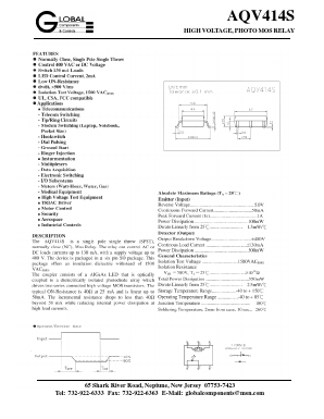 AQV414S Datasheet PDF Global Components and Controls 