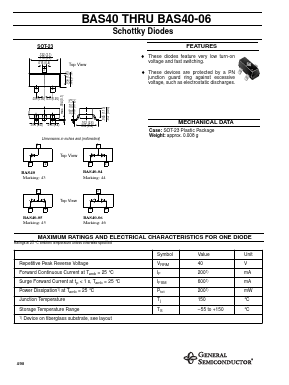 BAS40 Datasheet PDF General Semiconductor