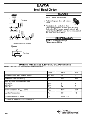 BAW56 Datasheet PDF General Semiconductor