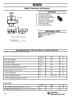 BS809 Datasheet PDF General Semiconductor