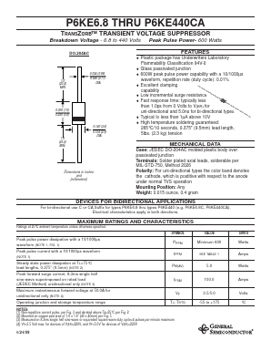P6KE75 Datasheet PDF General Semiconductor
