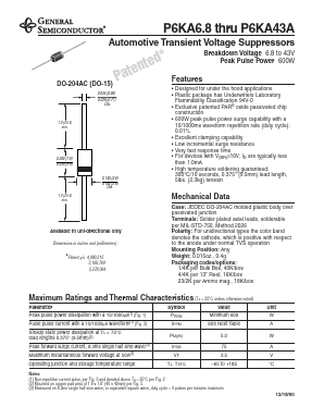 P6KA12A Datasheet PDF General Semiconductor