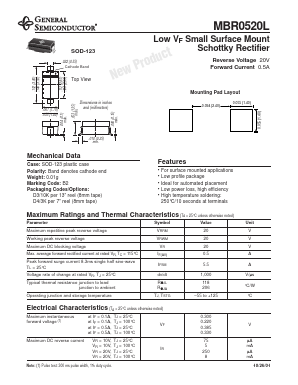 MBR0520L Datasheet PDF General Semiconductor