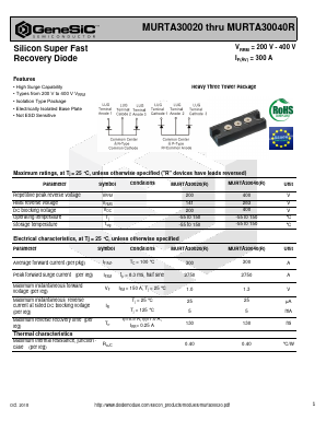 MURTA30020R Datasheet PDF GeneSiC Semiconductor, Inc.