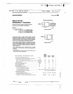 2N5492 Datasheet PDF GE Solid State